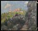 Old Oil On Canvas Castle In The Mountain Clermont-ferrand Creuse Crozant