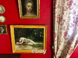 Old oil on canvas, female nude, golden frame
