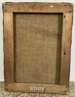 Old oil on canvas landscape of Cantal Molompize Château d'Aurouze Massiac