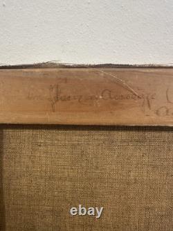 Old oil on canvas landscape of Cantal Molompize Château d'Aurouze Massiac