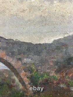 Old oil on canvas located in Auvergne back