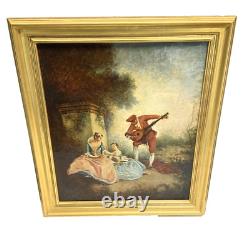 Old oil on canvas painting, gallant scene after Lancret