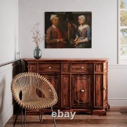 Old oil on canvas painting, portrait, genre scene, Lombard school, 17th century
