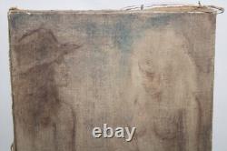 Old oil on canvas painting, signed Léonid FRECHKOP, study of women