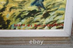 Old oil on canvas painting, signed, reproduction of Van Gogh's Olive Grove