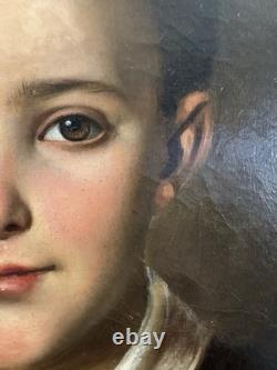 Old oil on canvas portrait of a child, French School, circa 1850, 46 x 38