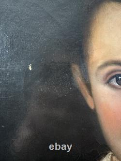 Old oil on canvas portrait of a child, French School, circa 1850, 46 x 38