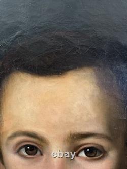 Old oil on canvas portrait of a child, French School, circa 1850, 46 x 38
