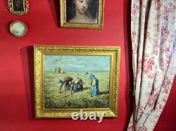 Old oil on canvas representing The Gleaners by Millet