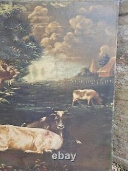 Old oil on canvas representing large format cows