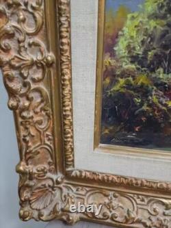 Old oil on canvas rustic landscape painting, signature to identify