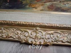 Old oil on canvas rustic landscape painting, signature to identify