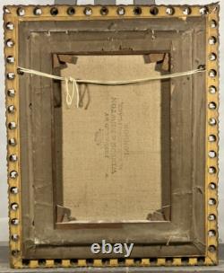 Old oil on canvas signed Child Student at Cambridge or Oxford Harvard