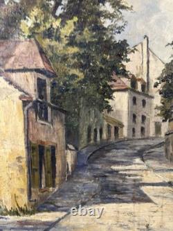 Old oil on canvas signed Doucet Presumed view of Montmartre Paris France