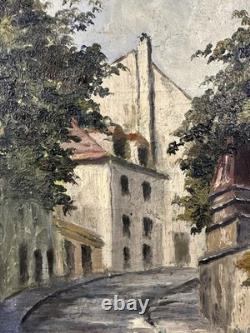 Old oil on canvas signed Doucet Presumed view of Montmartre Paris France
