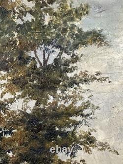 Old oil on canvas signed Doucet Presumed view of Montmartre Paris France