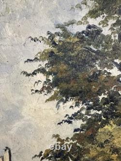Old oil on canvas signed Doucet Presumed view of Montmartre Paris France