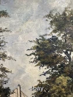 Old oil on canvas signed Doucet Presumed view of Montmartre Paris France