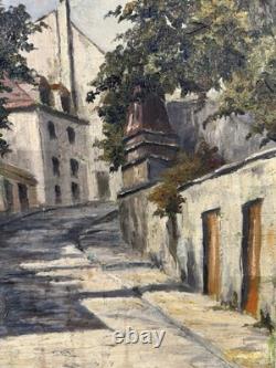 Old oil on canvas signed Doucet Presumed view of Montmartre Paris France