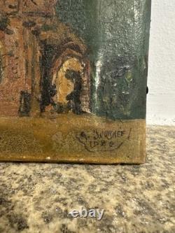 Old oil on canvas, signed, French School, 19th-20th century, abbey of Marseille