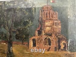 Old oil on canvas, signed, French School, 19th-20th century, abbey of Marseille