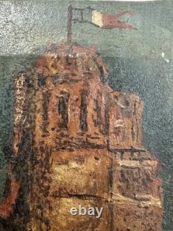 Old oil on canvas, signed, French School, 19th-20th century, abbey of Marseille