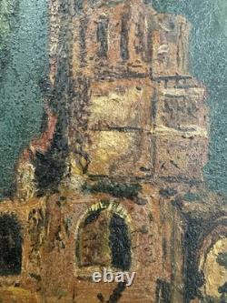 Old oil on canvas, signed, French School, 19th-20th century, abbey of Marseille