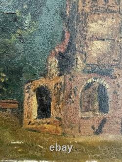 Old oil on canvas, signed, French School, 19th-20th century, abbey of Marseille