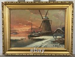 Old oil on canvas signed from the 19th century Dutch School original frame