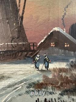 Old oil on canvas signed from the 19th century Dutch School original frame