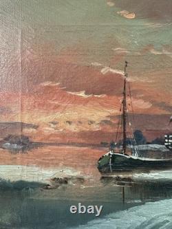 Old oil on canvas signed from the 19th century Dutch School original frame