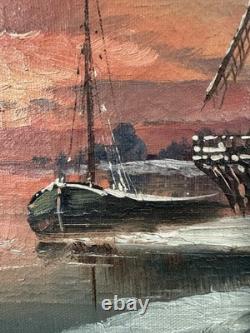 Old oil on canvas signed from the 19th century Dutch School original frame