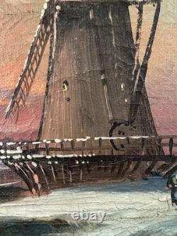 Old oil on canvas signed from the 19th century Dutch School original frame