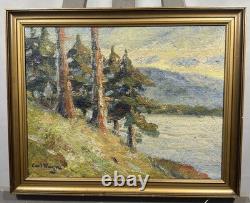 Old oil on canvas signed mountain landscape Swiss or German School