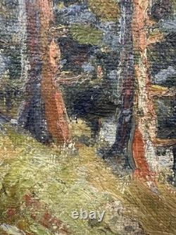 Old oil on canvas signed mountain landscape Swiss or German School