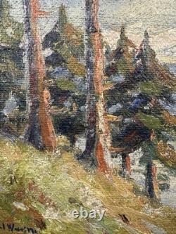 Old oil on canvas signed mountain landscape Swiss or German School