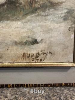 Old oil on canvas, signed, view of dunes, Landes, Bordeaux, Basque