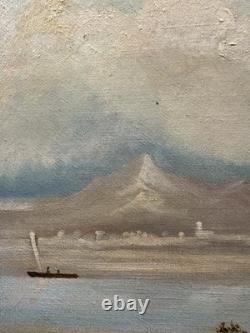 Old oil on canvas signed with a monogram and dated 19th-century landscape