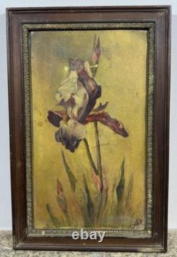 Old oil on panel, Art Nouveau, signed with a monogram, circa 1900, flowers