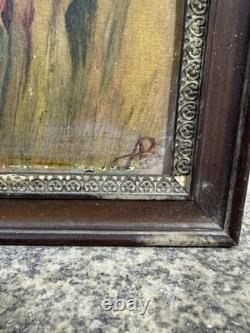 Old oil on panel, Art Nouveau, signed with a monogram, circa 1900, flowers