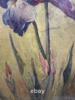 Old oil on panel, Art Nouveau, signed with a monogram, circa 1900, flowers