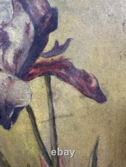 Old oil on panel, Art Nouveau, signed with a monogram, circa 1900, flowers