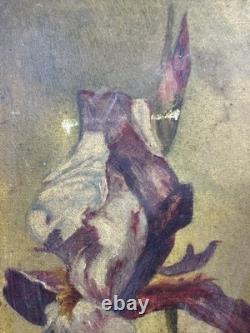 Old oil on panel, Art Nouveau, signed with a monogram, circa 1900, flowers