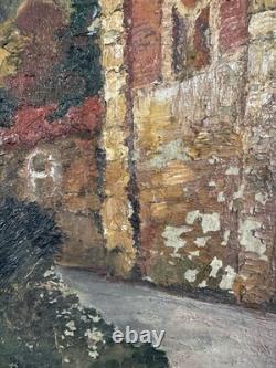 Old oil on panel, Orientalist view of a mosque in a landscape / to res