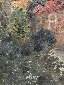 Old oil on panel, Orientalist view of a mosque in a landscape / to res