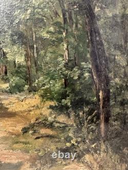Old oil on panel landscape, presumed view of the Fontainebleau forest