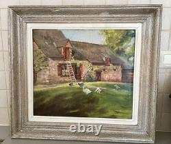 Old oil on panel signed C. Guy, pastoral scene, French countryside
