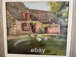 Old oil on panel signed C. Guy, pastoral scene, French countryside