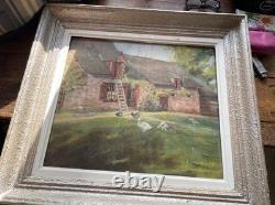 Old oil on panel signed C. Guy, pastoral scene, French countryside