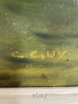 Old oil on panel signed C. Guy, pastoral scene, French countryside